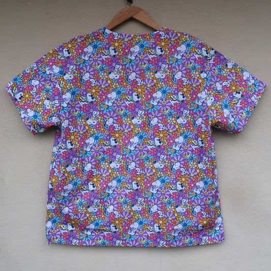 Floral Snoopy Scrub Top 💜