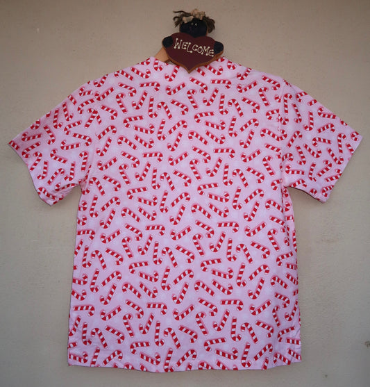 Pink Candy Canes Scrub Top ๐
