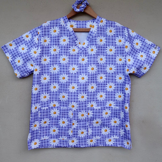 Purple Daisy Scrub Top 💜🌼