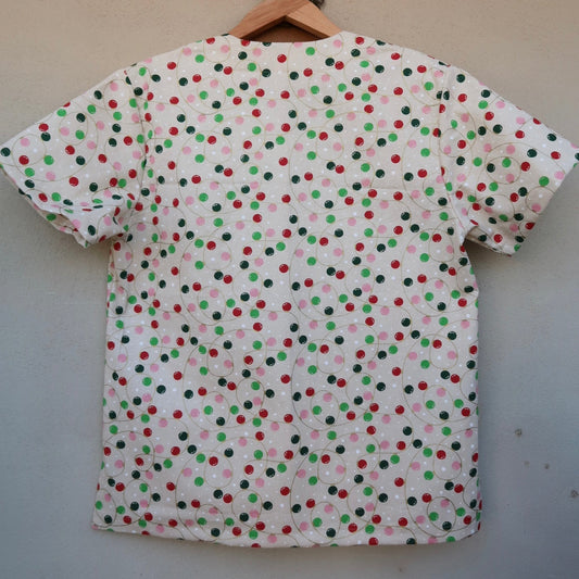 Christmas Bauble Lights Scrub Top 🎄