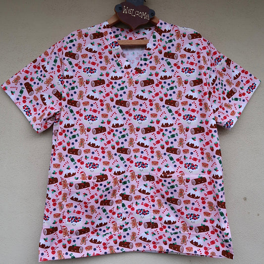 Christmas Desserts Scrub Top 🍒🎄🫐