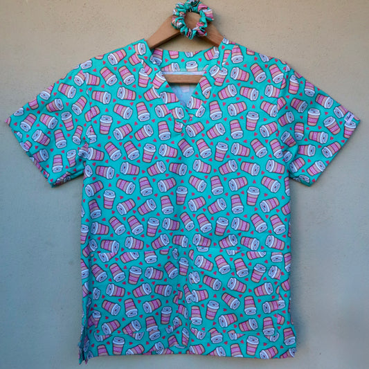 Nurse Fuel Scrub Top ☕️🩷