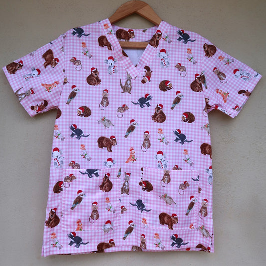 Gingham Christmas Scrub Top 🇦🇺