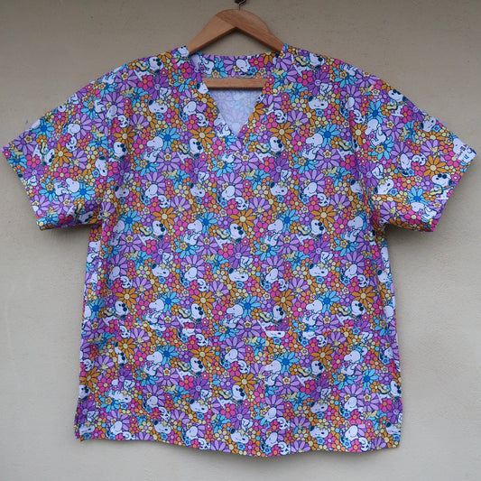 Floral Snoopy Scrub Top 💜