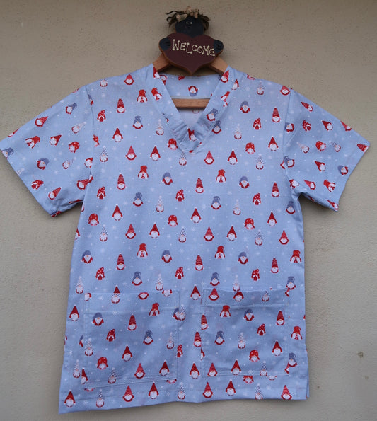 Sparkle Gnomes Scrub Top 🎄