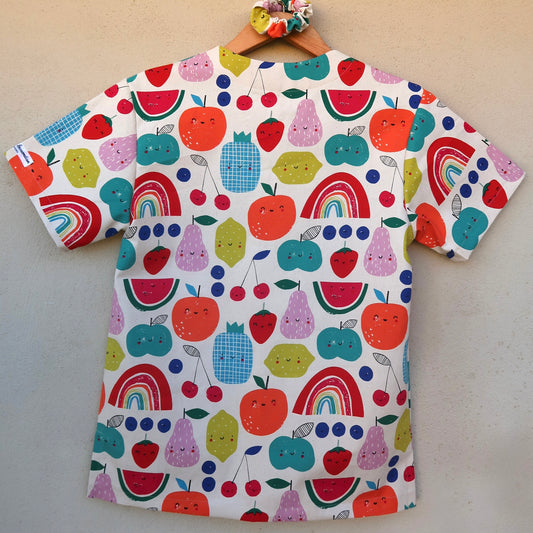 Dancing Fruits Scrub Top 🍇🍒🍊