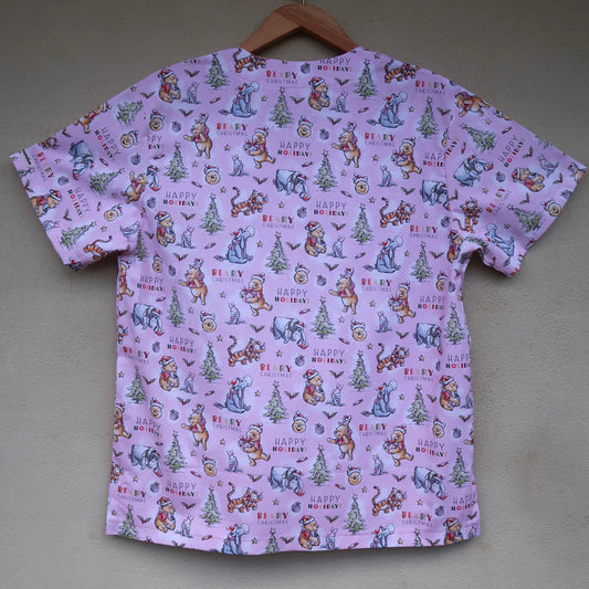 Pink Winnie the Pooh Christmas Scrub Top 🧸🎀🎄