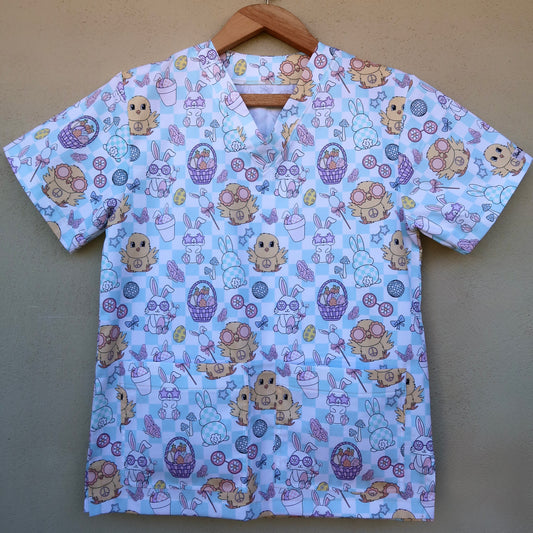 Blue Easter Scrub Top 🐣