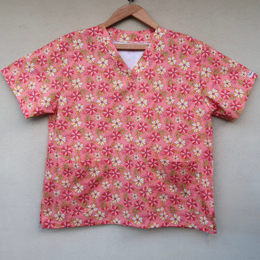 Pink Floral Scrub Top 🌸