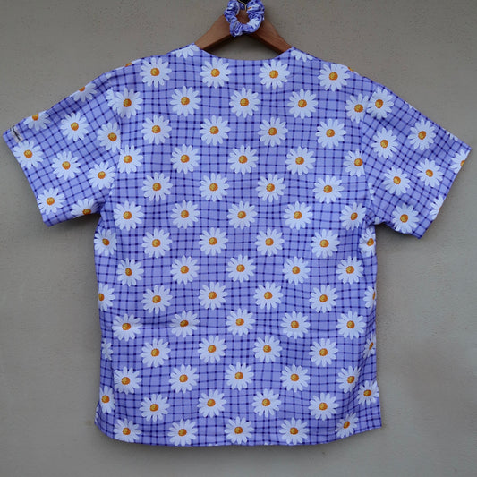 Purple Daisy Scrub Top 💜🌼
