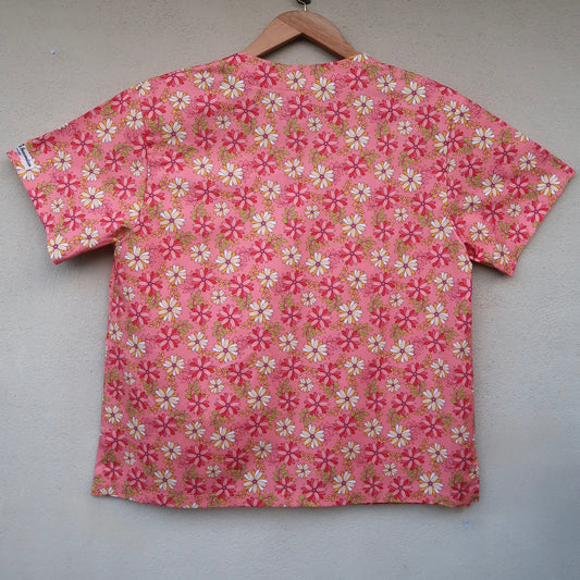 Pink Floral Scrub Top 🌸