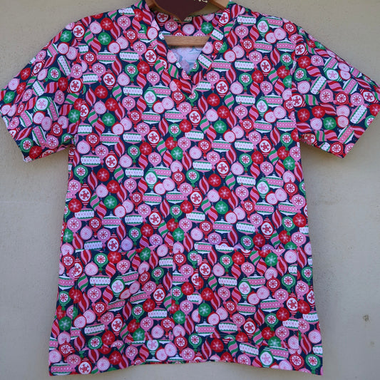 Christmas Baubles Scrub Top 🎄