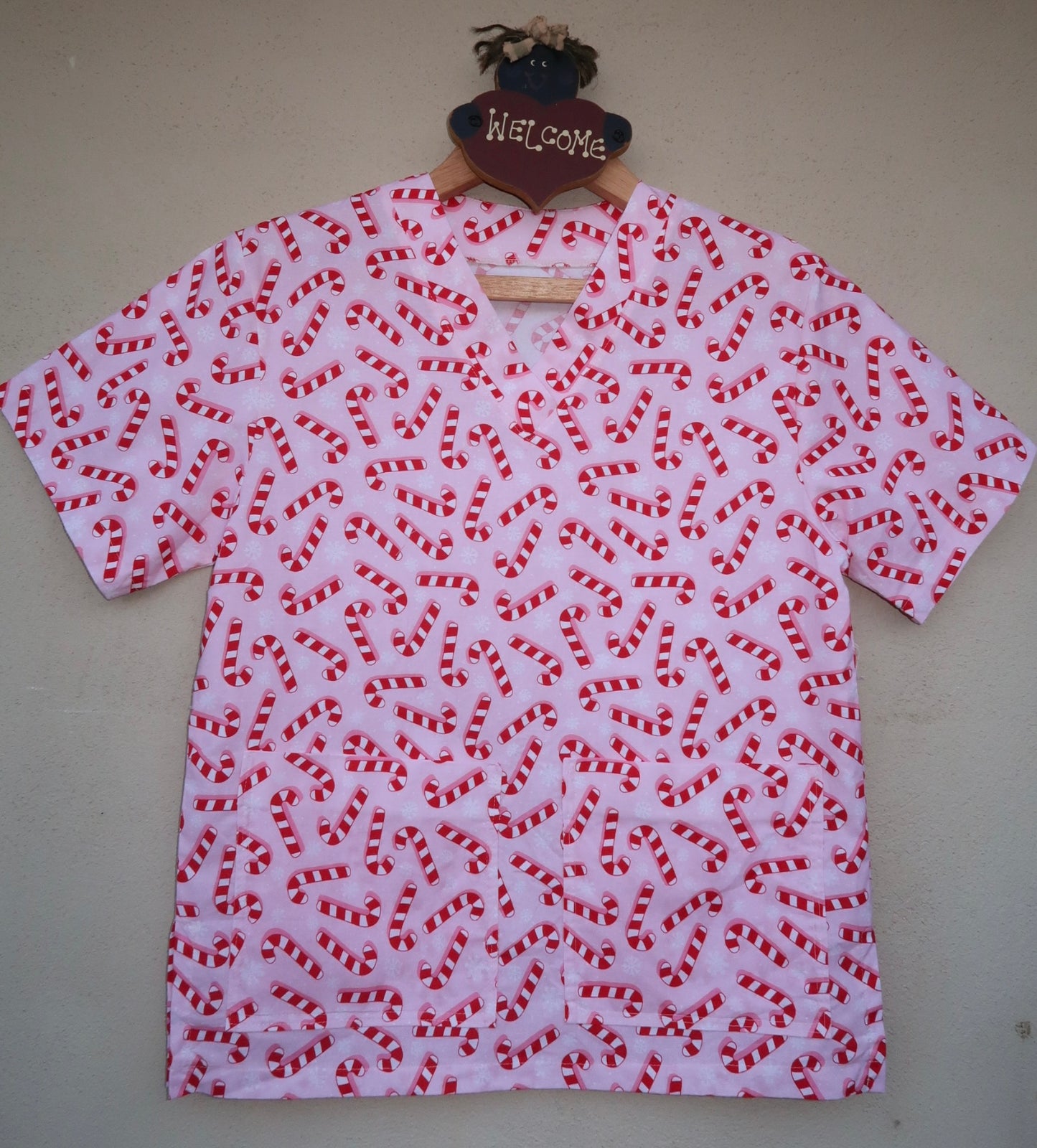 Pink Candy Canes Scrub Top 🎀