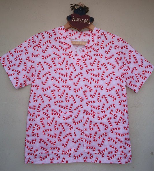 Pink Candy Canes Scrub Top 🎀