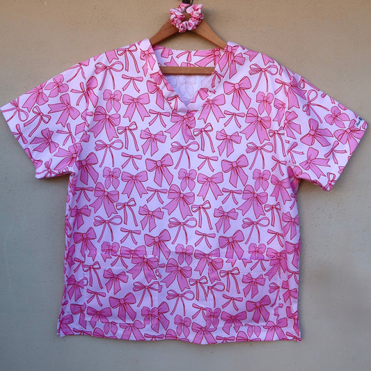 Pink Bow Scrub Top 🎀