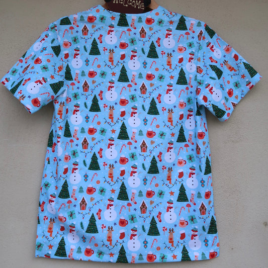 Snowman Christmas Scrub Top ⛄️❄️🎄