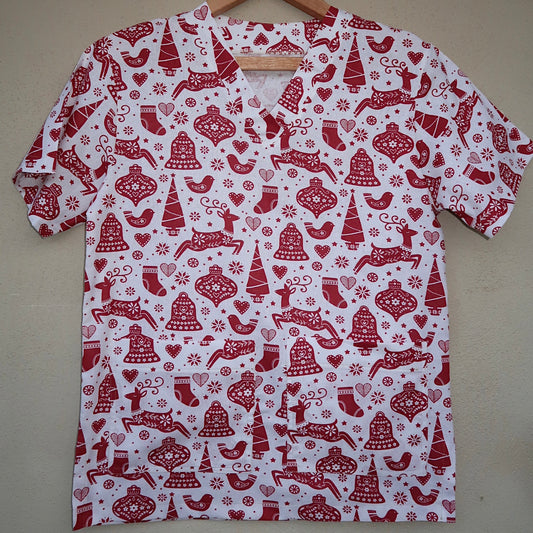 White Christmas Scrub Top 🎅🏼